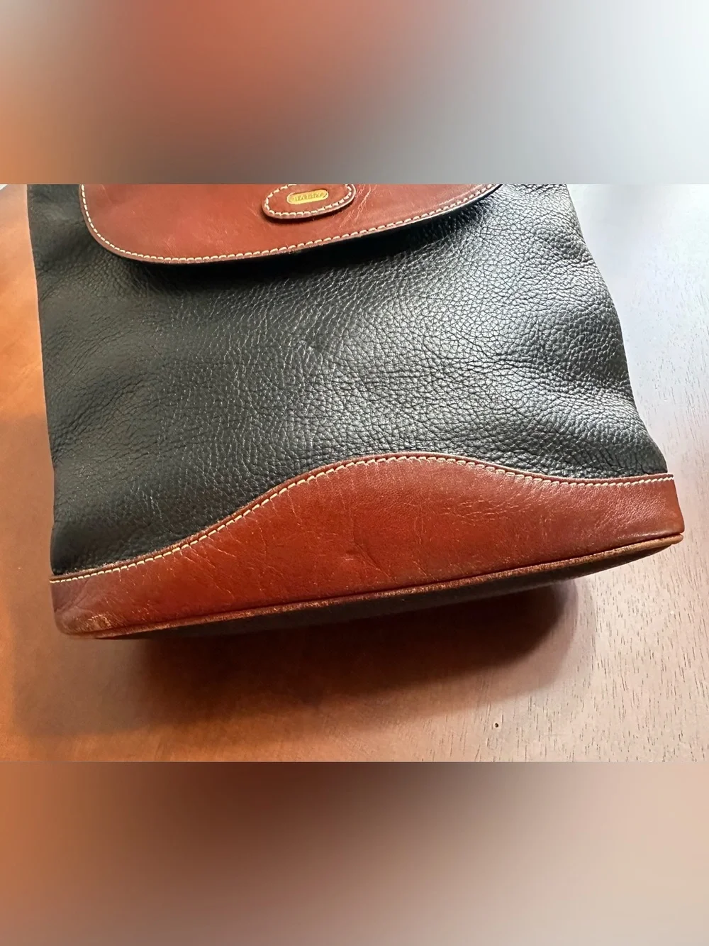 Bally Vintage Black/Brown Leather Shoulder Bag